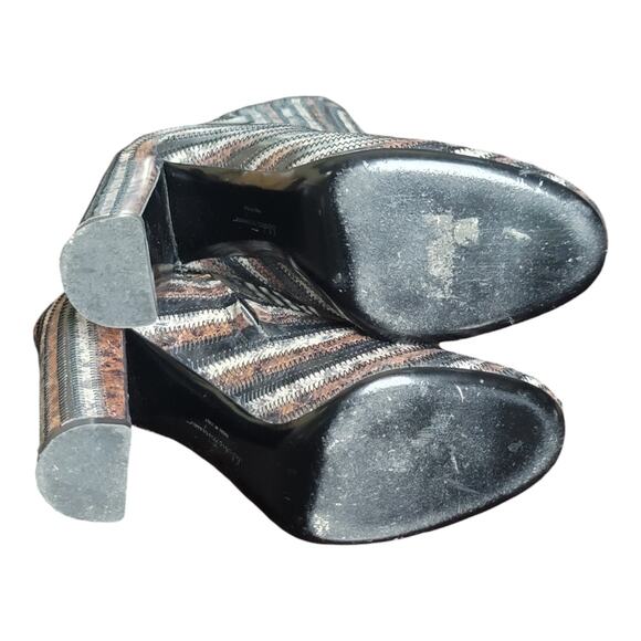 Salvatore Ferragamo Zig Zag Stitch Leather‎ Booties Ankle Boots Tricolor - Picture 4 of 11